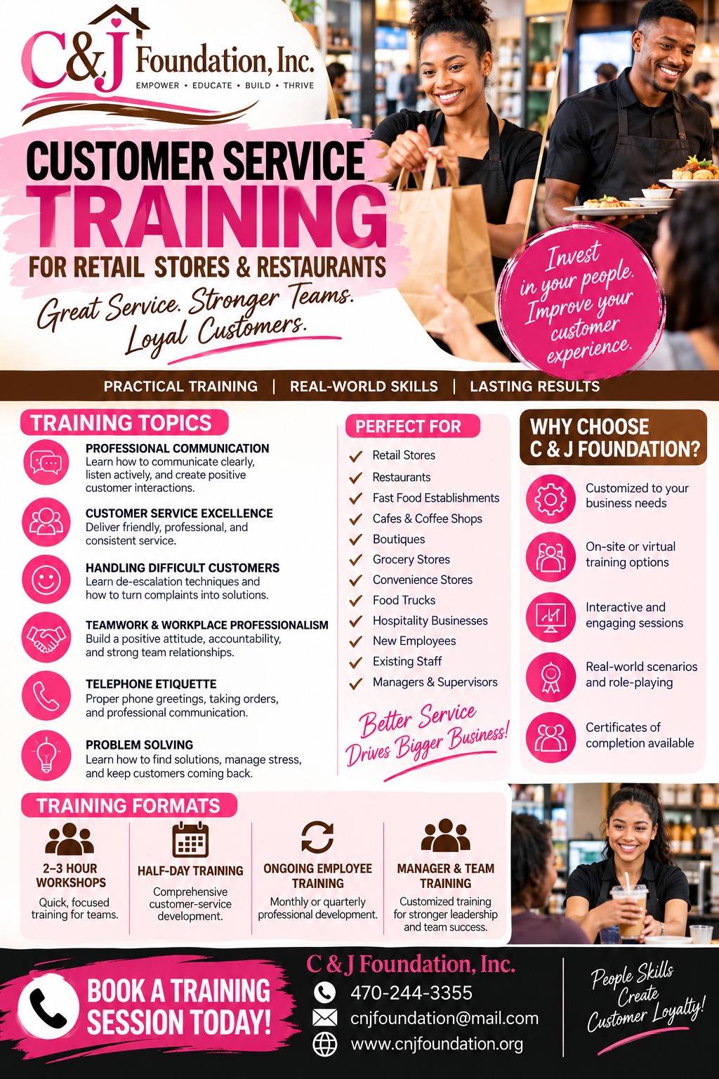 C & J Foundation — Customer Service Training for Retail Stores & Restaurants flyer
